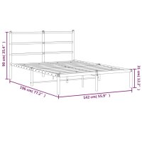 vidaXL Bettgestell mit Kopfteil Metall Wei&szlig; 135x190 cm