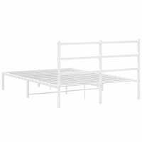 vidaXL Bettgestell mit Kopfteil Metall Wei&szlig; 135x190 cm