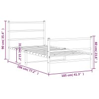 vidaXL Bettgestell mit Kopf- und Fu&szlig;teil Metall&nbsp;Wei&szlig; 100x190 cm