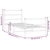 vidaXL Bettgestell mit Kopf- und Fu&szlig;teil Metall&nbsp;Wei&szlig; 90x190 cm