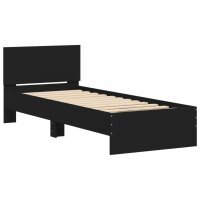 vidaXL Bettgestell mit Kopfteil Schwarz 90x190 cm Holzwerkstoff