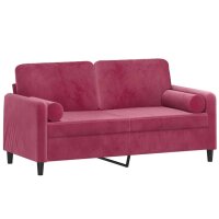 vidaXL 2-Sitzer-Sofa mit Zierkissen Weinrot 140 cm Samt