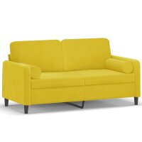 vidaXL 2-Sitzer-Sofa mit Zierkissen Gelb 140 cm Samt