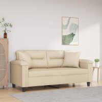 vidaXL 2-Sitzer-Sofa mit Kissen Creme 140 cm...