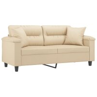 vidaXL 2-Sitzer-Sofa mit Kissen Creme 140 cm Mikrofasergewebe