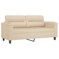 vidaXL 2-Sitzer-Sofa mit Kissen Creme 140 cm Mikrofasergewebe