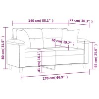 vidaXL 2-Sitzer-Sofa mit Kissen Creme 140 cm Mikrofasergewebe