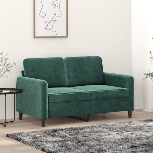 vidaXL 2-Sitzer-Sofa Dunkelgr&uuml;n 120 cm Samt