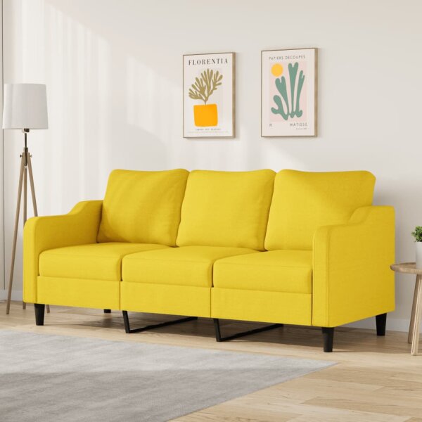 vidaXL 3-Sitzer-Sofa Hellgelb 180 cm Stoff