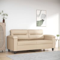 vidaXL 2-Sitzer-Sofa Creme 140 cm Mikrofasergewebe