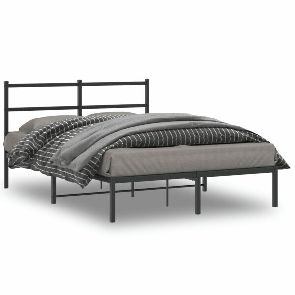 vidaXL Bettgestell mit Kopfteil Metall Schwarz 135x190 cm