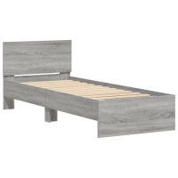 vidaXL Bettgestell mit Kopfteil Grau Sonoma 90x200 cm Holzwerkstoff