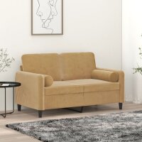 vidaXL 2-Sitzer-Sofa mit Zierkissen Braun 120 cm Samt