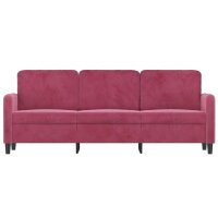 vidaXL 3-Sitzer-Sofa Weinrot 180 cm Samt