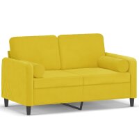 vidaXL 2-Sitzer-Sofa mit Zierkissen Gelb 120 cm Samt