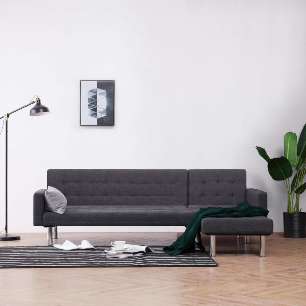 vidaXL Schlafsofa in L-Form Dunkelgrau Polyester