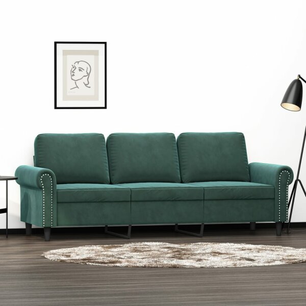 vidaXL 3-Sitzer-Sofa Dunkelgr&uuml;n 180 cm Samt