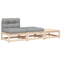 vidaXL Gartensofa ohne Armlehnen mit Kissen und Hockern