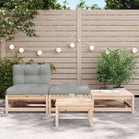 vidaXL Gartensofa ohne Armlehnen mit Kissen und Hockern