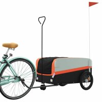 vidaXL Fahrradanhänger Schwarz und Orange 45 kg Eisen