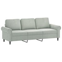 vidaXL 3-Sitzer-Sofa Hellgrau 180 cm Samt