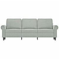 vidaXL 3-Sitzer-Sofa Hellgrau 180 cm Samt