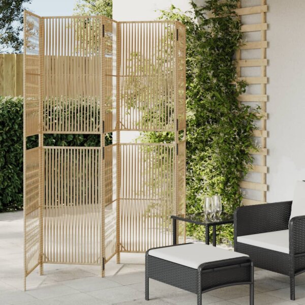 vidaXL Paravent 5-tlg. Beige Poly Rattan