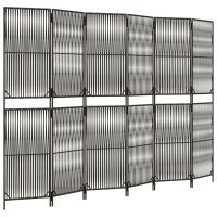 vidaXL Paravent 6-tlg. Grau Poly Rattan