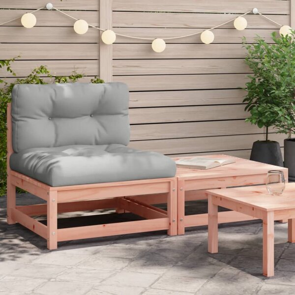 vidaXL Gartensofa ohne Armlehnen mit Kissen und Hocker