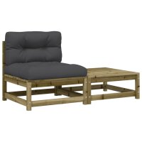 vidaXL Gartensofa ohne Armlehnen mit Kissen und Hocker