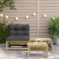 vidaXL Gartensofa ohne Armlehnen mit Kissen und Hocker