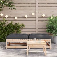 vidaXL Gartenhocker mit Kissen 2 Stk. Massivholz Kiefer