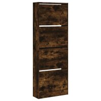 vidaXL Schuhschrank R&auml;uchereiche 60x21x163,5 cm Holzwerkstoff