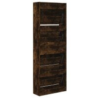 vidaXL Schuhschrank R&auml;uchereiche 60x21x163,5 cm Holzwerkstoff