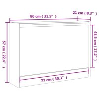 vidaXL Schuhschrank Betongrau 80x21x57 cm Holzwerkstoff