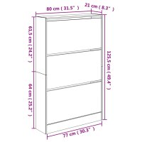 vidaXL Schuhschrank Braun Eichen-Optik 80x21x125,5 cm Holzwerkstoff