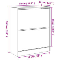 vidaXL Schuhschrank Braun Eichen-Optik 80x34x96,5 cm Holzwerkstoff