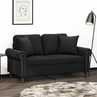 vidaXL 2-Sitzer-Sofa mit Zierkissen Schwarz 120 cm Samt