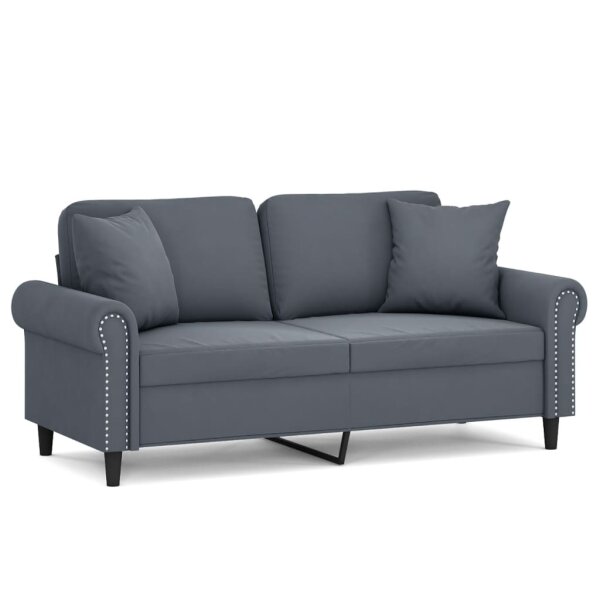 vidaXL 2-Sitzer-Sofa mit Zierkissen Dunkelgrau 140 cm Samt