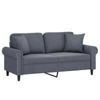 vidaXL 2-Sitzer-Sofa mit Zierkissen Dunkelgrau 140 cm Samt