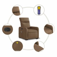 vidaXL Elektrischer Massagesessel mit Aufstehhilfe Braun Stoff