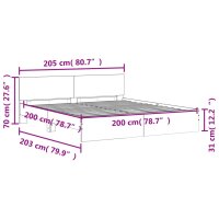 vidaXL Bettgestell mit Kopfteil Betongrau 200x200 cm