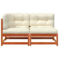 vidaXL Gartensofa mit Kissen 2-Sitzer Wachsbraun Massivholz Kiefer