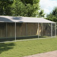 vidaXL Hundezwinger mit Dach und Tür Grau 8x2x2 m...