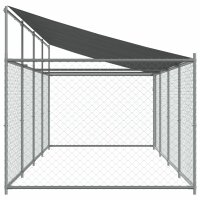 vidaXL Hundezwinger mit Dach und T&uuml;r Grau 8x2x2 m Verzinkter Stahl