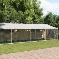 vidaXL Hundezwinger mit Dach und Tür Grau 12x2x2 m...