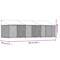 vidaXL Hundezwinger mit Dach und T&uuml;ren Grau 6x2x2 m Verzinkter Stahl