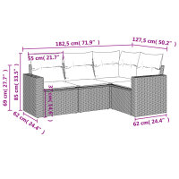 vidaXL 4-tlg. Garten-Sofagarnitur mit Kissen Beige Poly Rattan