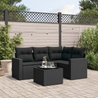 vidaXL 5-tlg. Garten-Sofagarnitur mit Kissen Schwarz Poly...