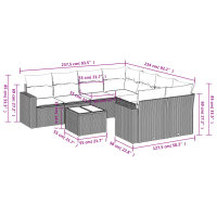 vidaXL 9-tlg. Garten-Sofagarnitur mit Kissen Schwarz Poly Rattan